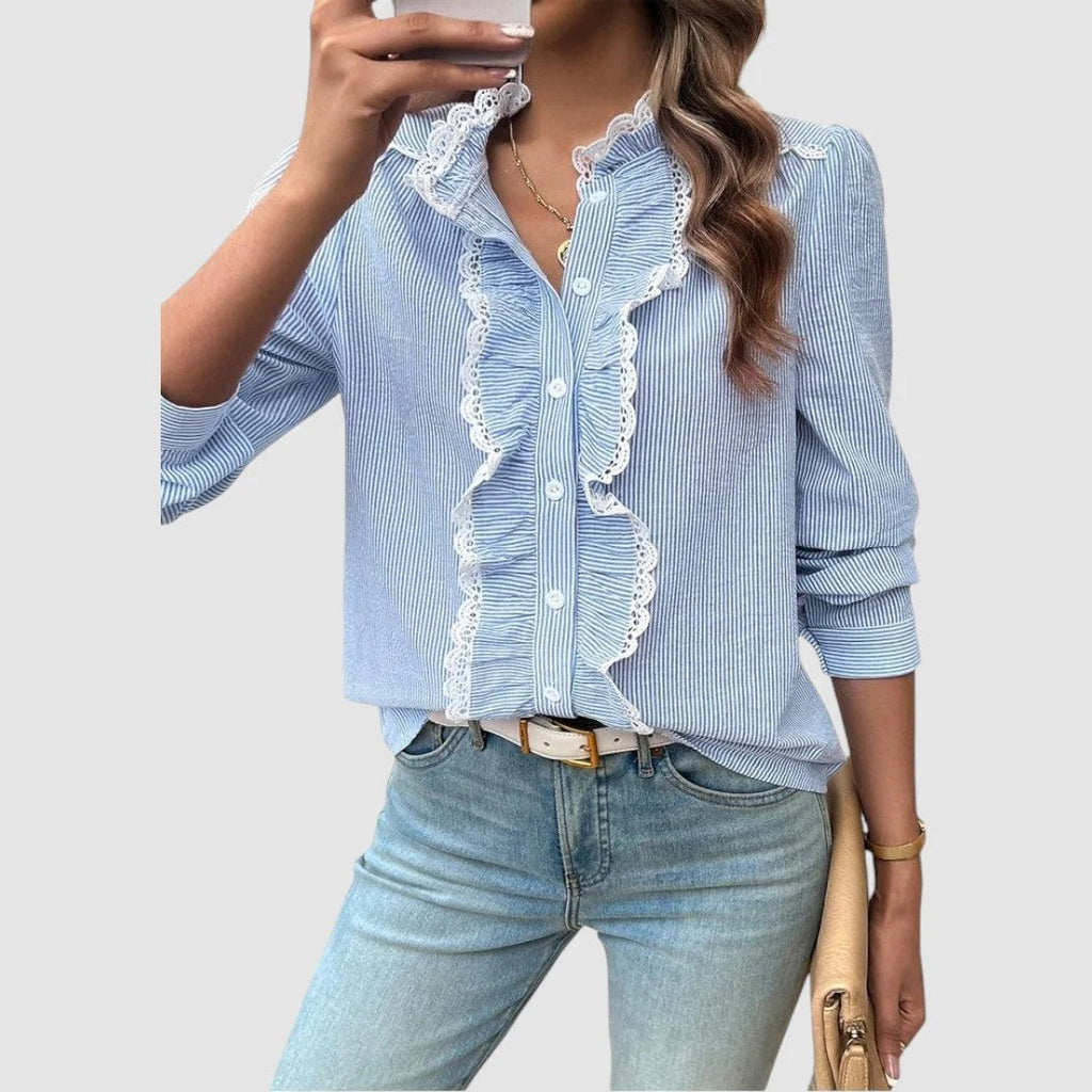 Suave | Camisa de manga larga con pliegues de mujer
