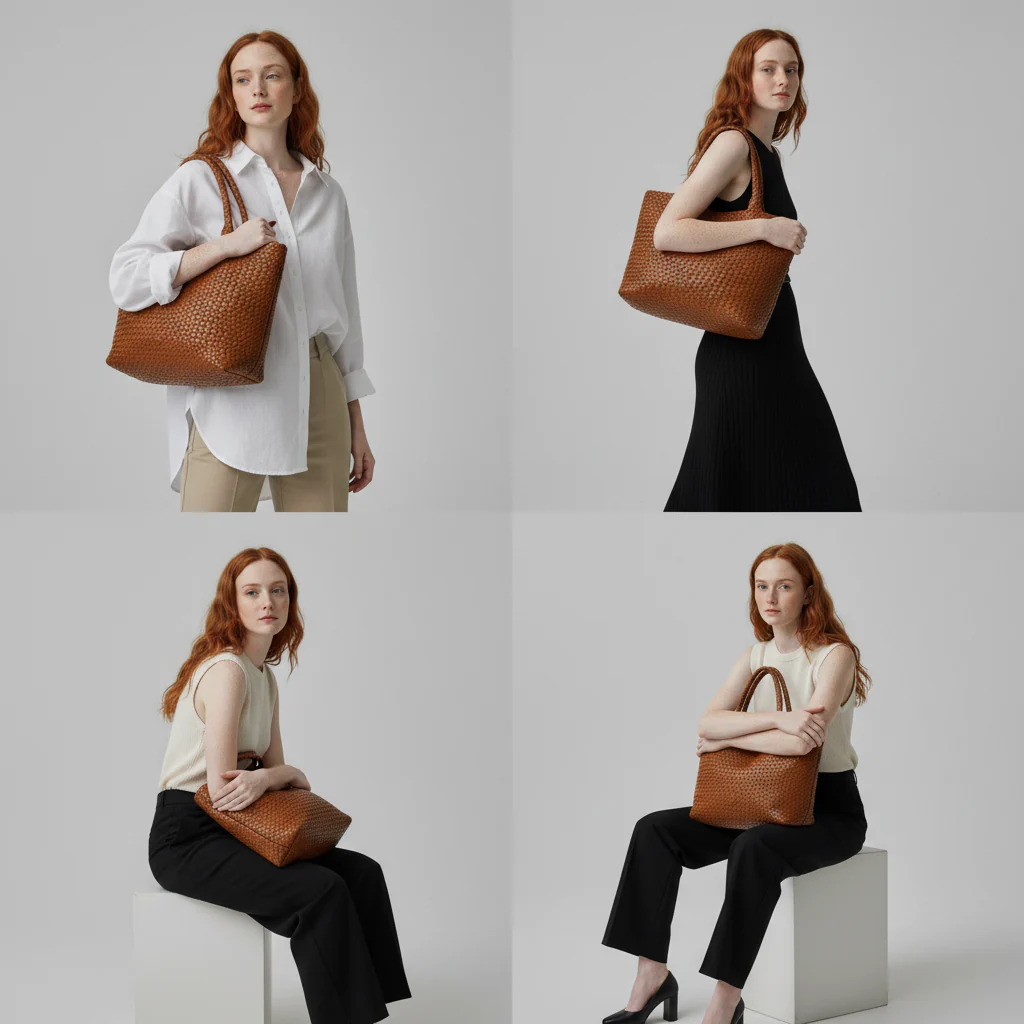 Tote | Bolso tote de cuero tejido a mano