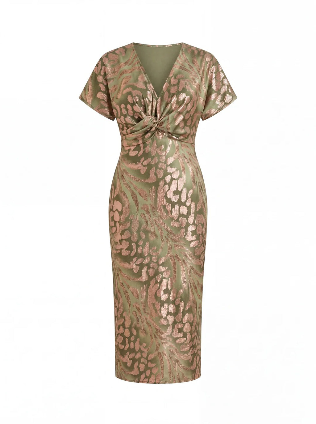 Cobre | Vestido midi cruzado con lazo en la cintura