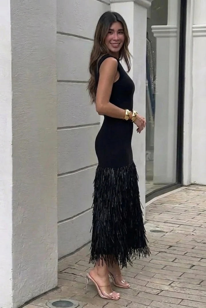 Flecos | Vestido largo con flecos elegante