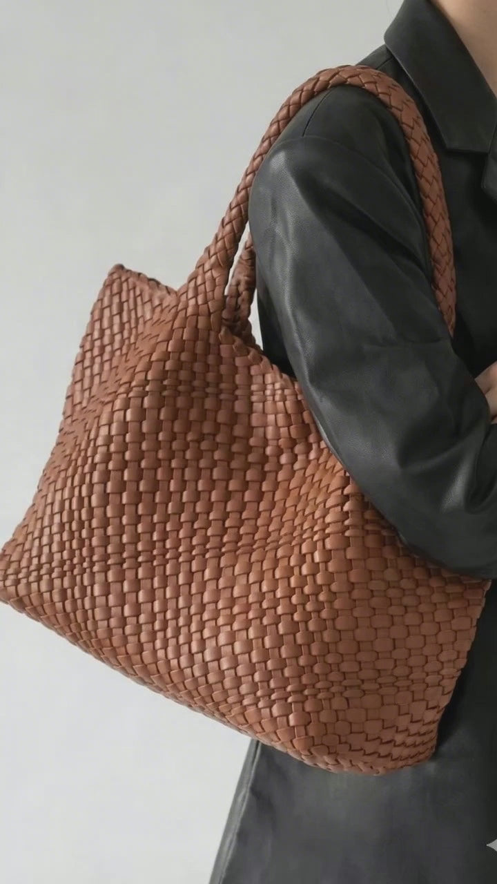 Tote | Bolso tote de cuero tejido a mano